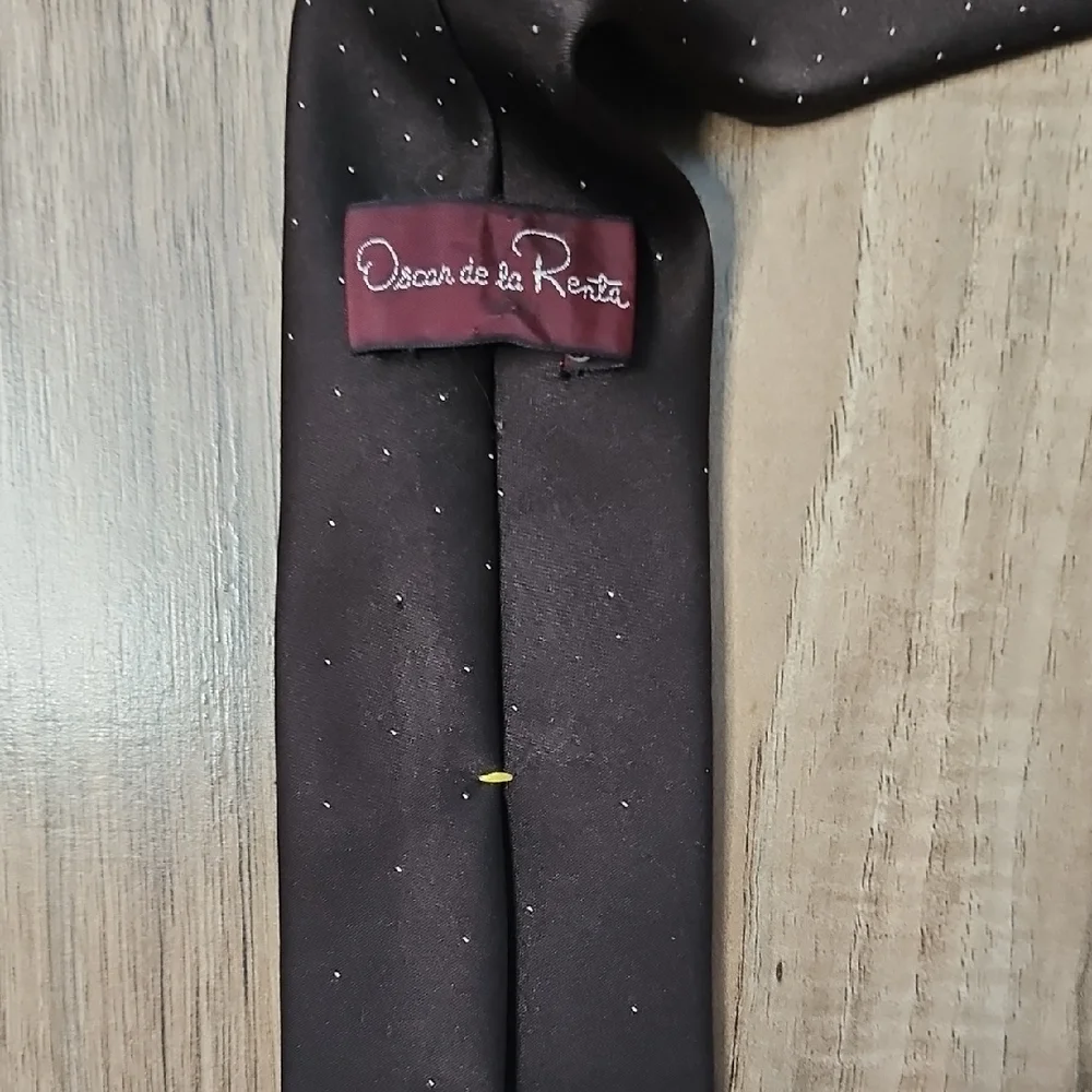 Oscar De La Renta Brown Tiny Dot Vintage Necktie